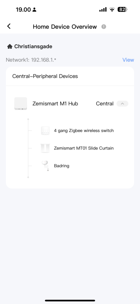 Topologien af enheder forbundet til SmartLife app'en.